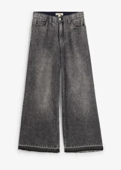 Damen bonprix Jeans|Wide-Leg-Jeans High Waist, cropped