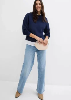 Wide-Leg-Jeans, High Waist, full Length Damen Kurzgrößen|Bekleidung·Shirts & Tops