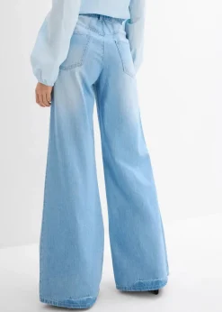 Damen bonprix Jeans|Kurzgrößen|Wide-Leg-Jeans, High Waist, Full Length Bequembund