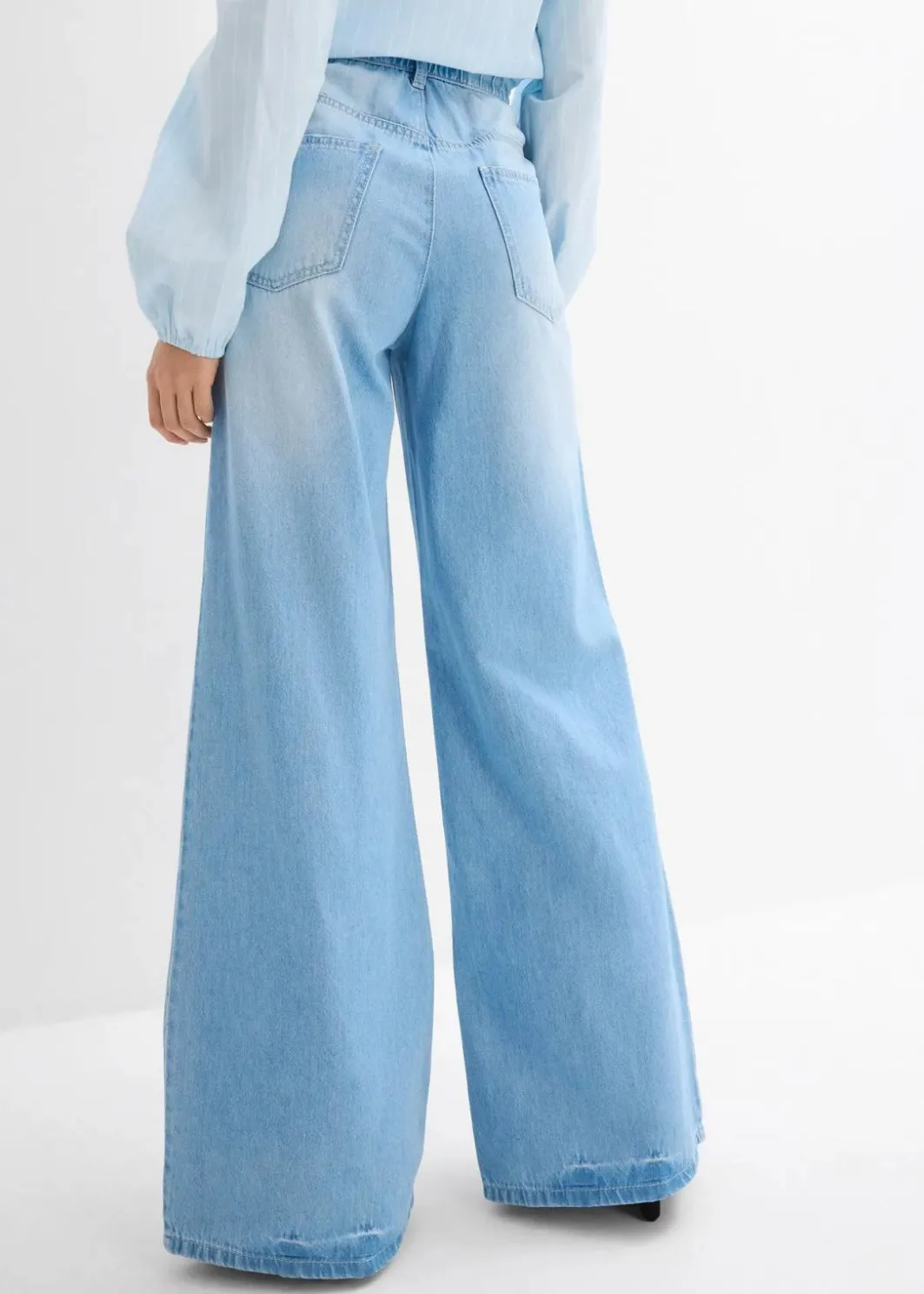 Damen bonprix Jeans|Kurzgrößen|Wide-Leg-Jeans, High Waist, Full Length Bequembund