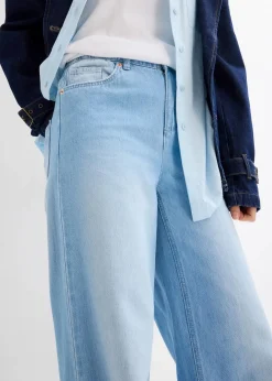 Damen bonprix Jeans|Kurzgrößen|Wide-Leg-Jeans, High Waist, Full Length Bequembund