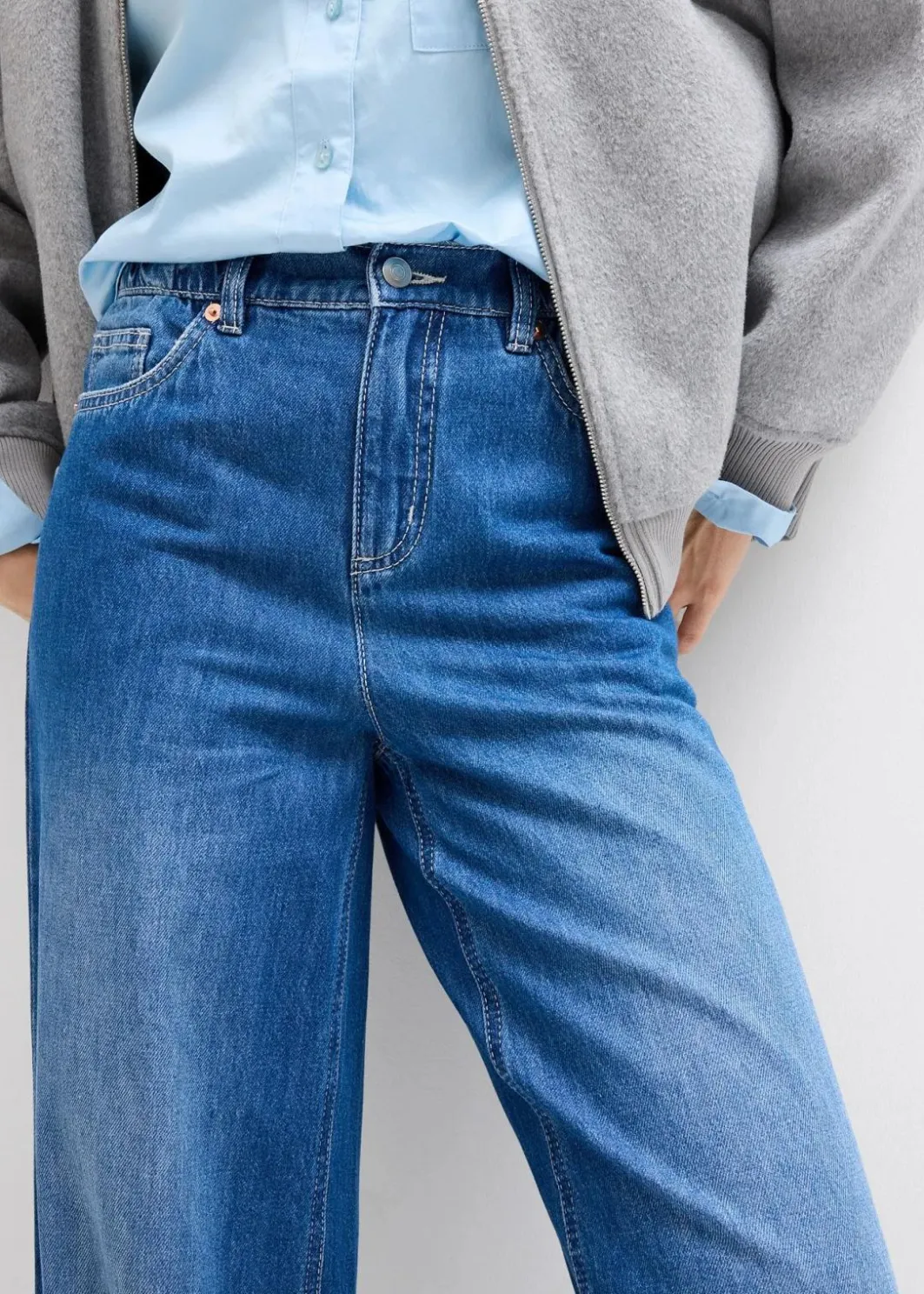 Damen bonprix Kurzgrößen|Bekleidung·Shirts & Tops|Wide-Leg-Jeans, High Waist, Full Length Bequembund
