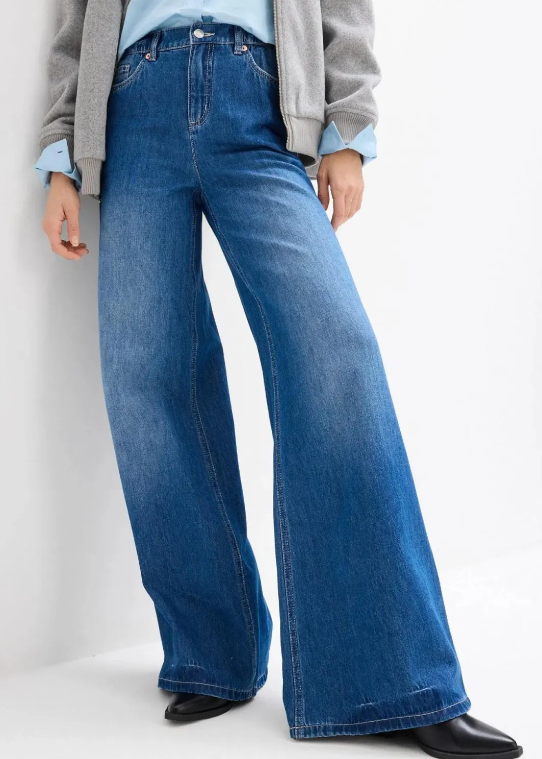Discount Wide-Leg-Jeans, High Waist, Full Length Bequembund Damen Jeans|Kurzgrößen