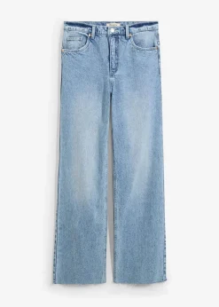 Damen bonprix Jeans|Kurzgrößen|Wide-Leg-Jeans, High Waist, full Length