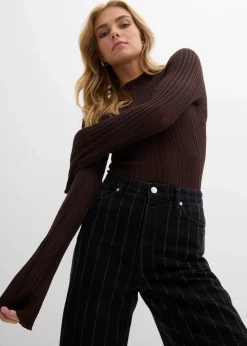 Outlet Wide-Leg-Jeans High Waist mit Destroyed Effekten Damen Jeans|Bekleidung·Shirts & Tops