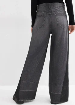 Damen bonprix Bekleidung·Shirts & Tops|Jeans|Wide-Leg-Jeans High Waist mit Einsatz