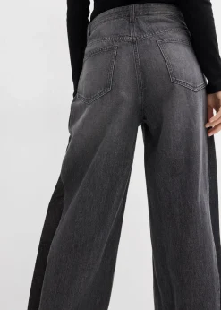 Damen bonprix Bekleidung·Shirts & Tops|Jeans|Wide-Leg-Jeans High Waist mit Einsatz