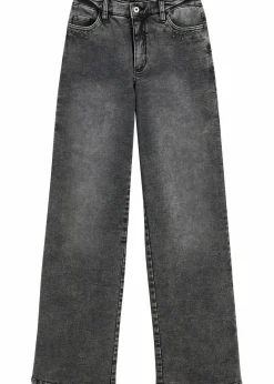 Damen bonprix Jeans|Wide-Leg-Jeans, High Waist mit Nietenbesatz
