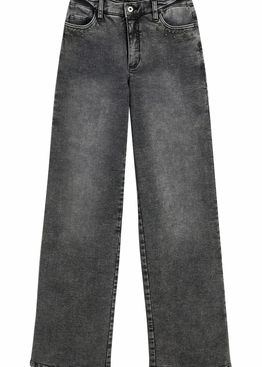 Damen bonprix Jeans|Wide-Leg-Jeans, High Waist mit Nietenbesatz