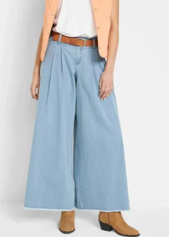 Damen bonprix Jeans|Bekleidung·Shirts & Tops|Wide-Leg-Jeans, Hosenrock