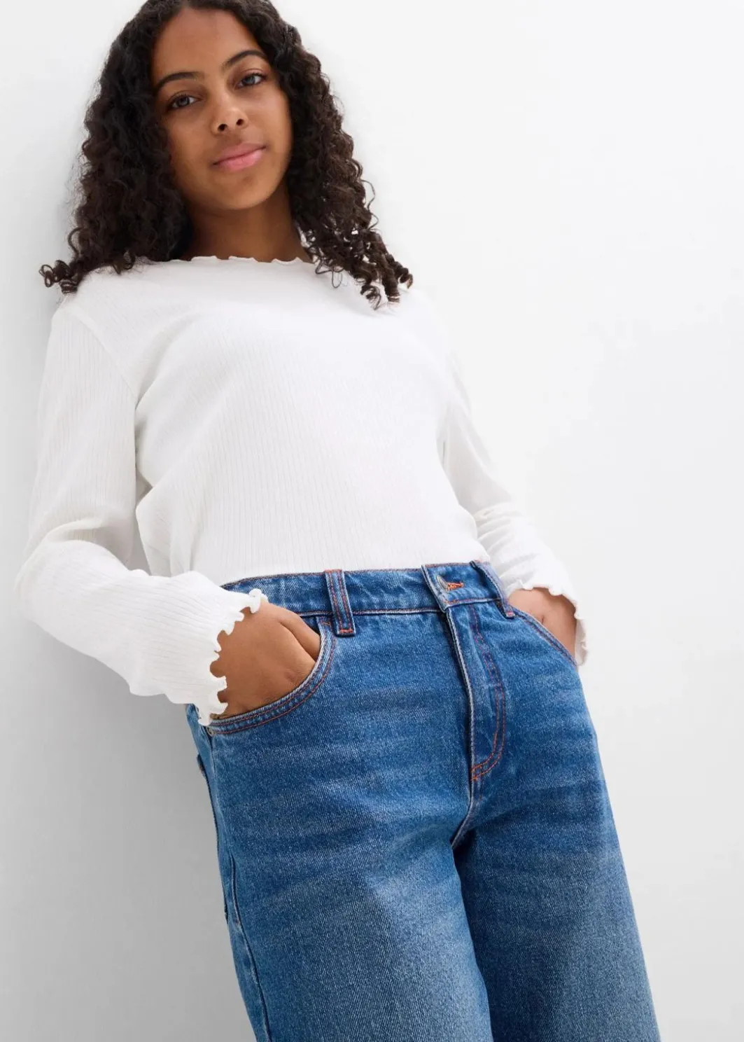 Clearance Wide-Leg-Jeans Low Waist Kinder Mädchen 9-16 Jahre·Jeans