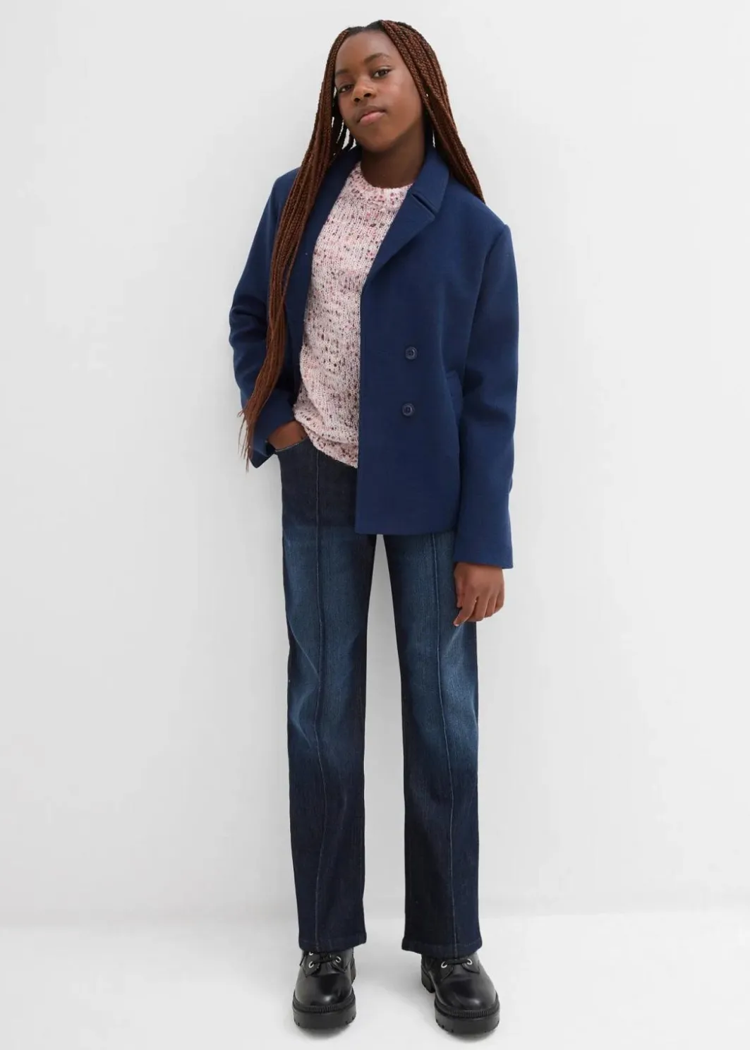 Kinder bonprix Mädchen 9-16 Jahre·Jeans|Wide-Leg-Jeans Mid Waist