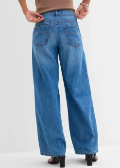 Best Wide-Leg-Jeans Mid Waist Damen Jeans|Kurzgrößen