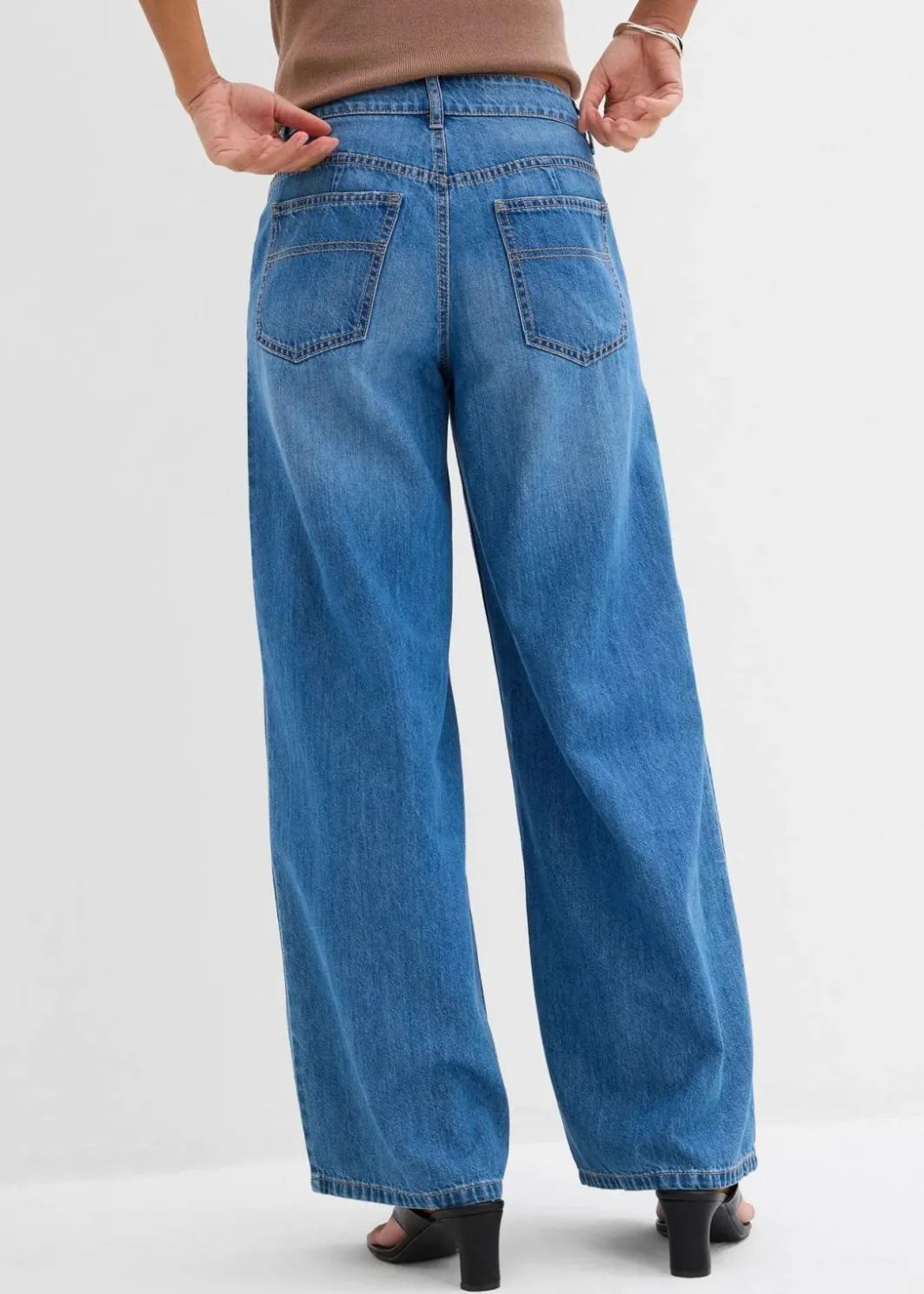 Best Wide-Leg-Jeans Mid Waist Damen Jeans|Kurzgrößen