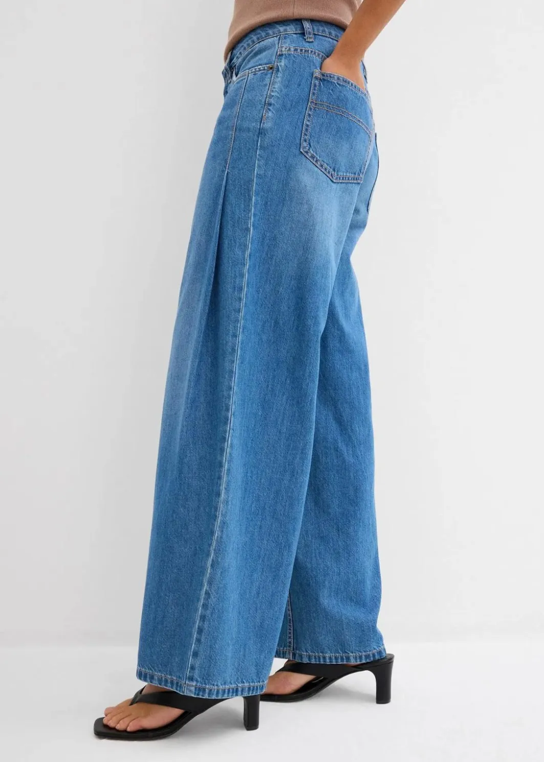 Best Wide-Leg-Jeans Mid Waist Damen Jeans|Kurzgrößen