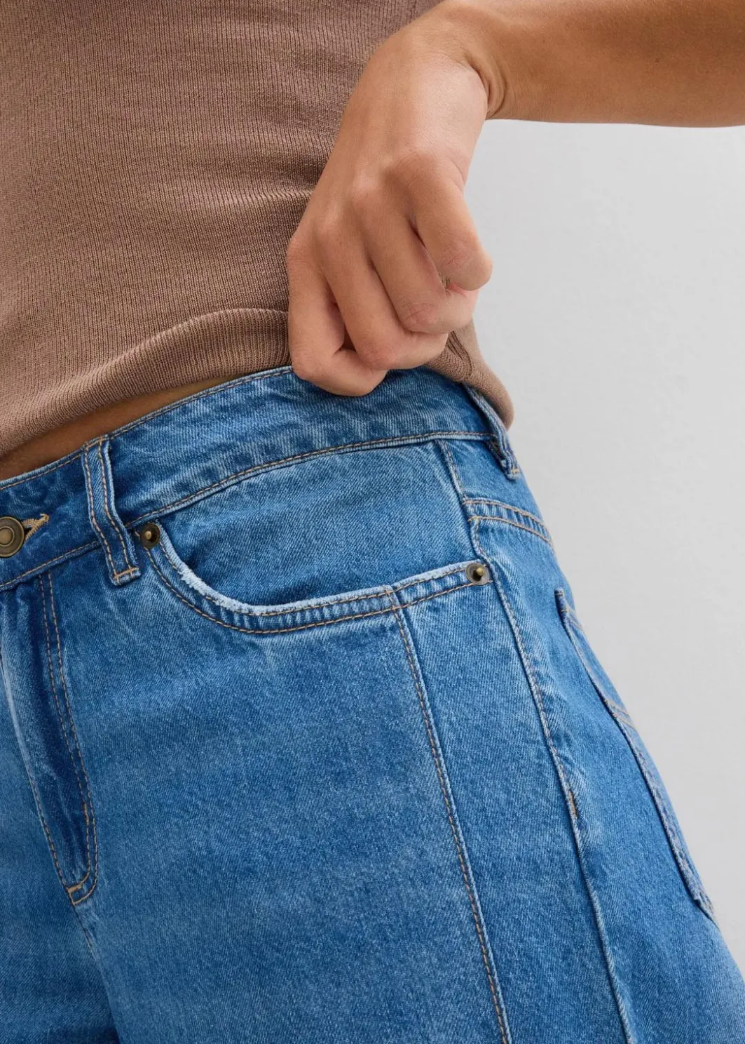Best Wide-Leg-Jeans Mid Waist Damen Jeans|Kurzgrößen