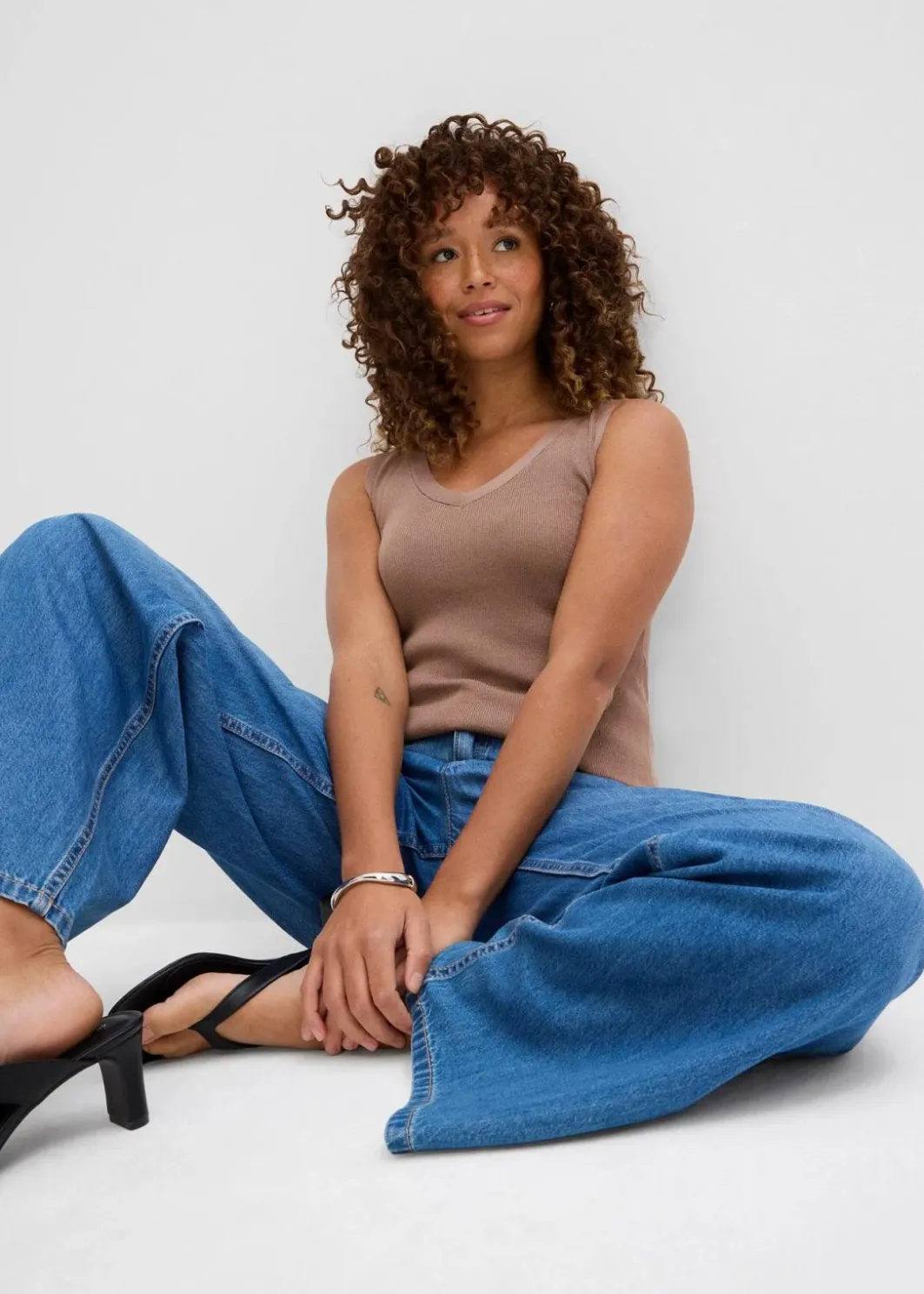 Best Wide-Leg-Jeans Mid Waist Damen Jeans|Kurzgrößen