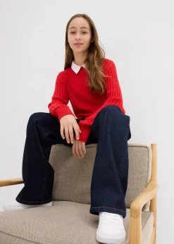 Kinder bonprix Mädchen 9-16 Jahre·Jeans|Wide-Leg-Jeans Mid Waist