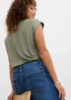 Damen bonprix Jeans|Kurzgrößen|Wide-Leg-Jeans Mid Waist