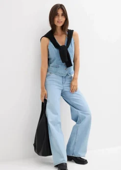 Best Wide-Leg-Jeans Mid Waist Damen Jeans|Kurzgrößen