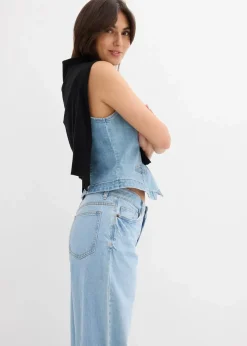 Best Wide-Leg-Jeans Mid Waist Damen Jeans|Kurzgrößen