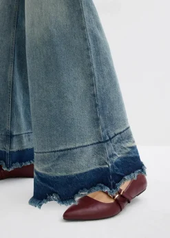 Damen bonprix Jeans|Kurzgrößen|Wide-Leg-Jeans Mid Waist