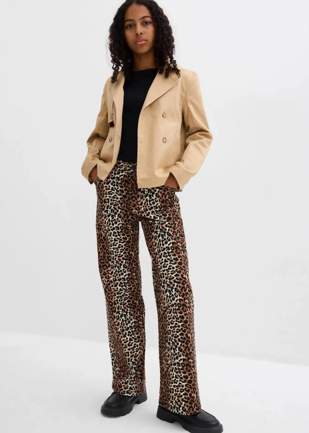 Hot Wide-Leg-Jeans Mid Waist Kinder Mädchen 9-16 Jahre·Jeans