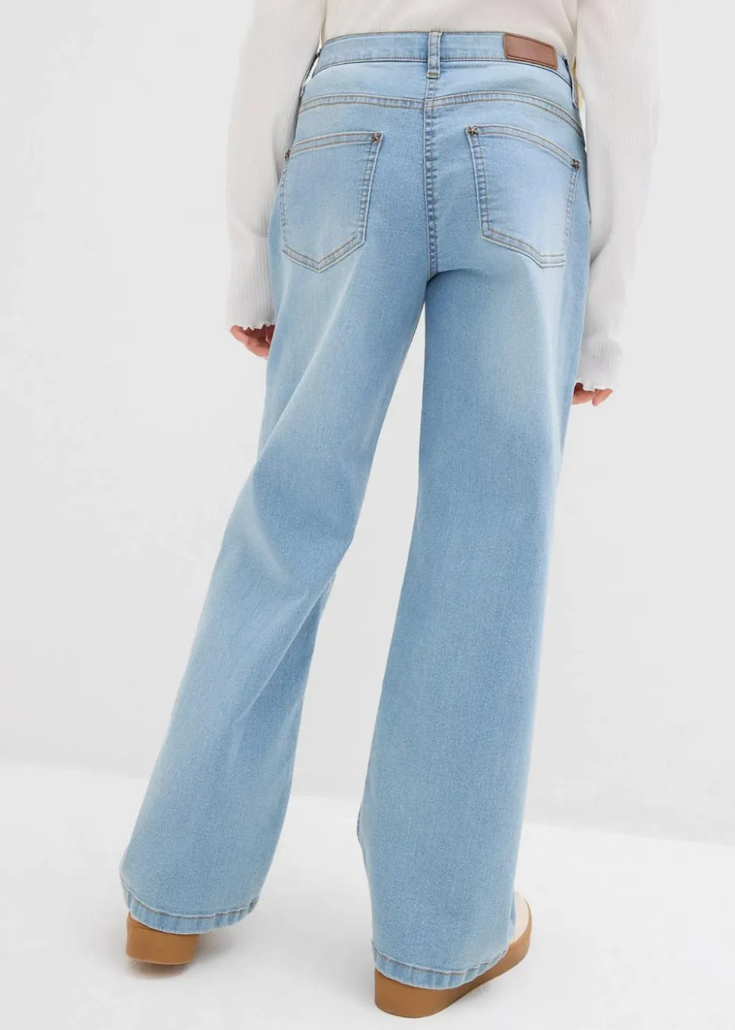 Best Wide-Leg-Jeans Mid Waist Kinder Mädchen 9-16 Jahre·Jeans