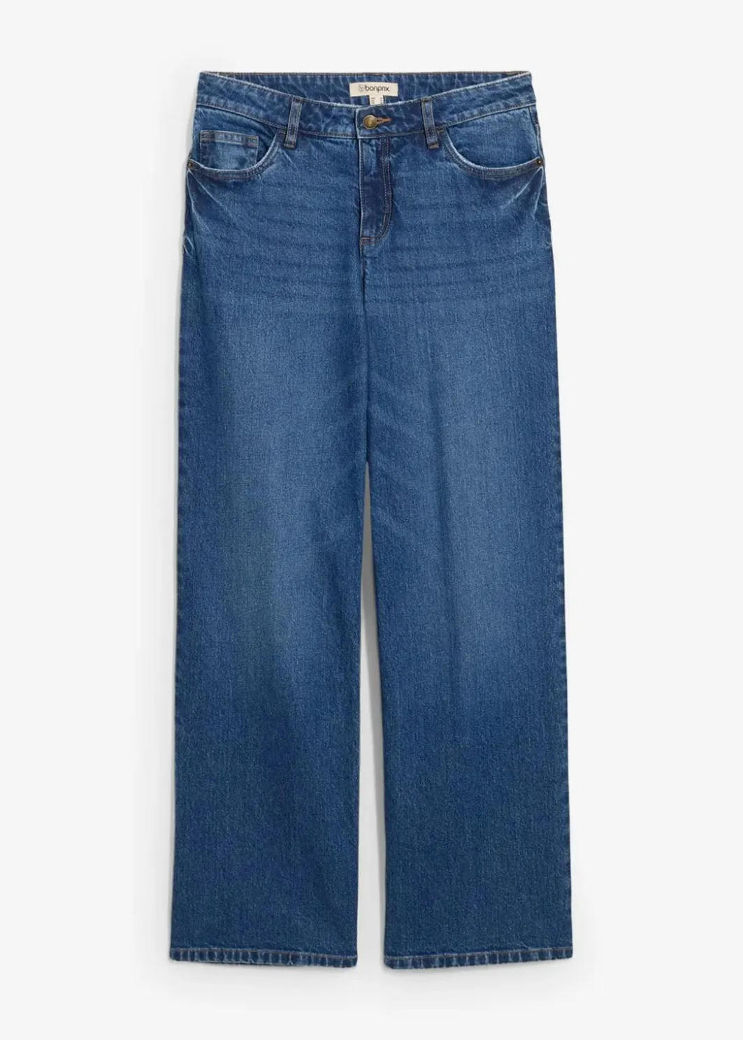 Damen bonprix Kurzgrößen|Bekleidung·Shirts & Tops|Wide-Leg-Jeans Mid Waist