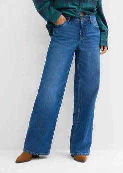 Damen bonprix Kurzgrößen|Bekleidung·Shirts & Tops|Wide-Leg-Jeans Mid Waist