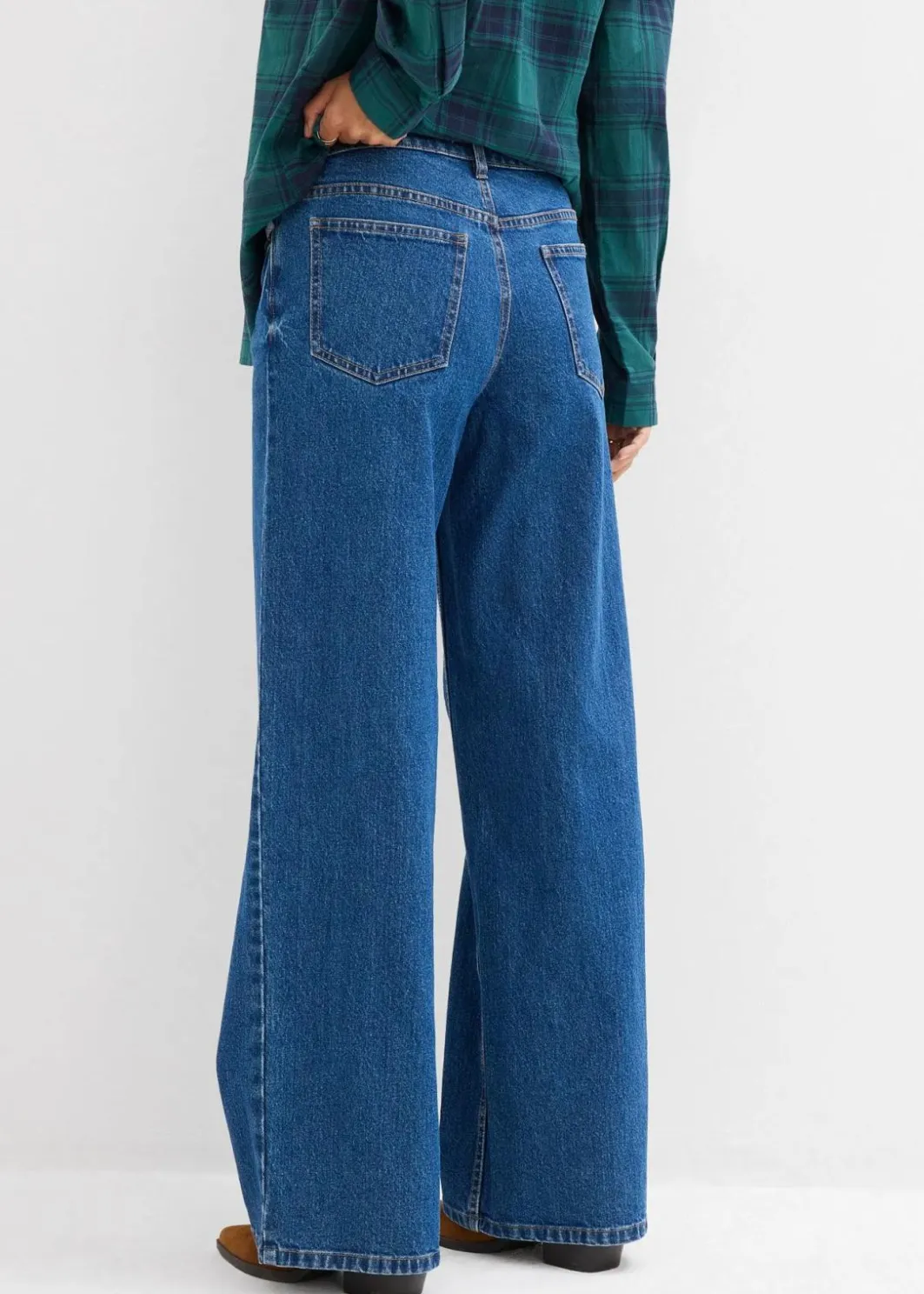 Damen bonprix Kurzgrößen|Bekleidung·Shirts & Tops|Wide-Leg-Jeans Mid Waist