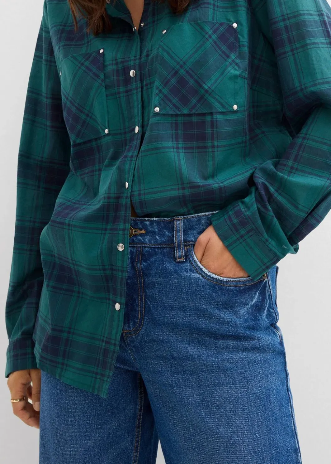 Damen bonprix Kurzgrößen|Bekleidung·Shirts & Tops|Wide-Leg-Jeans Mid Waist
