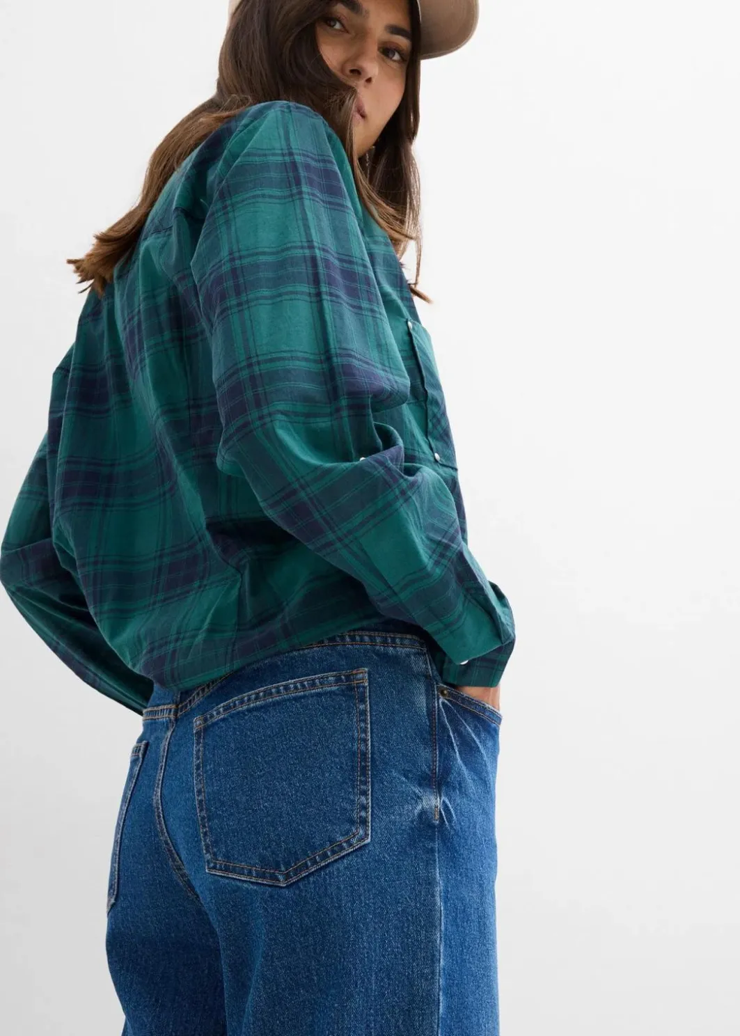 Damen bonprix Kurzgrößen|Bekleidung·Shirts & Tops|Wide-Leg-Jeans Mid Waist