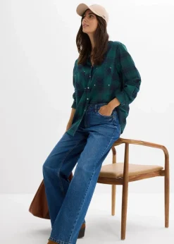 Damen bonprix Kurzgrößen|Bekleidung·Shirts & Tops|Wide-Leg-Jeans Mid Waist