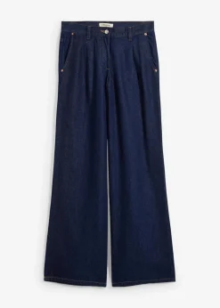 Damen bonprix Jeans|Kurzgrößen|Wide-Leg-Jeans, Mid Waist