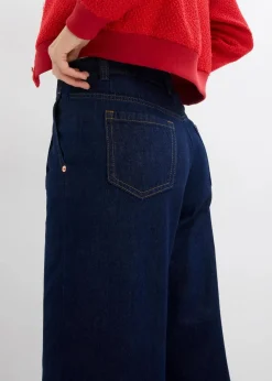 Damen bonprix Jeans|Kurzgrößen|Wide-Leg-Jeans, Mid Waist