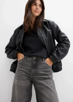 Hot Wide-Leg-Jeans Mid Waist Damen Jeans|Kurzgrößen