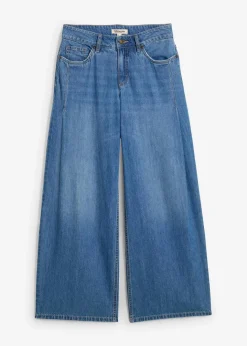 Damen bonprix Kurzgrößen|Bekleidung·Shirts & Tops|Wide-Leg-Jeans Mid Waist