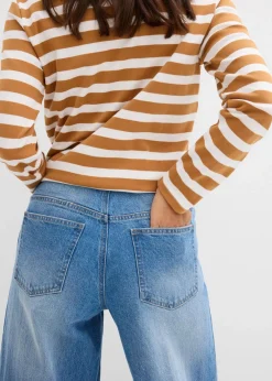 Damen bonprix Jeans|Kurzgrößen|Wide-Leg-Jeans Mid Waist
