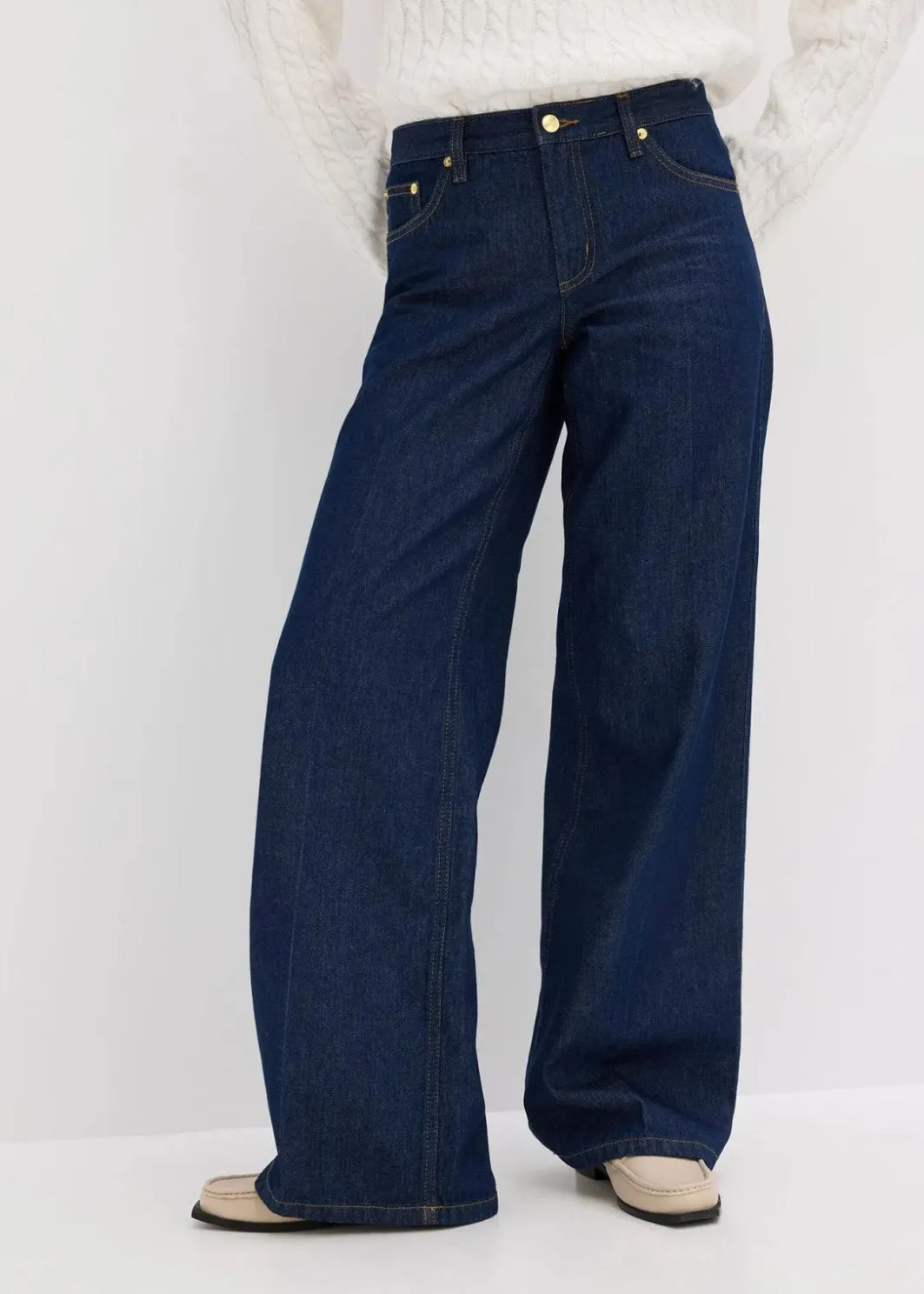 Damen bonprix Bekleidung·Shirts & Tops|Jeans|Wide-Leg-Jeans Mid Waist