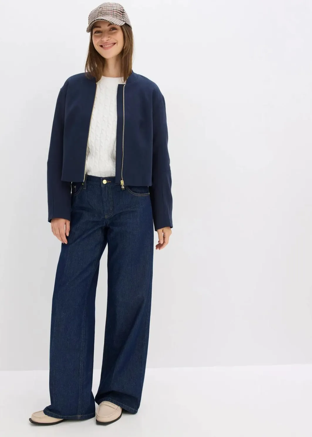 Damen bonprix Bekleidung·Shirts & Tops|Jeans|Wide-Leg-Jeans Mid Waist