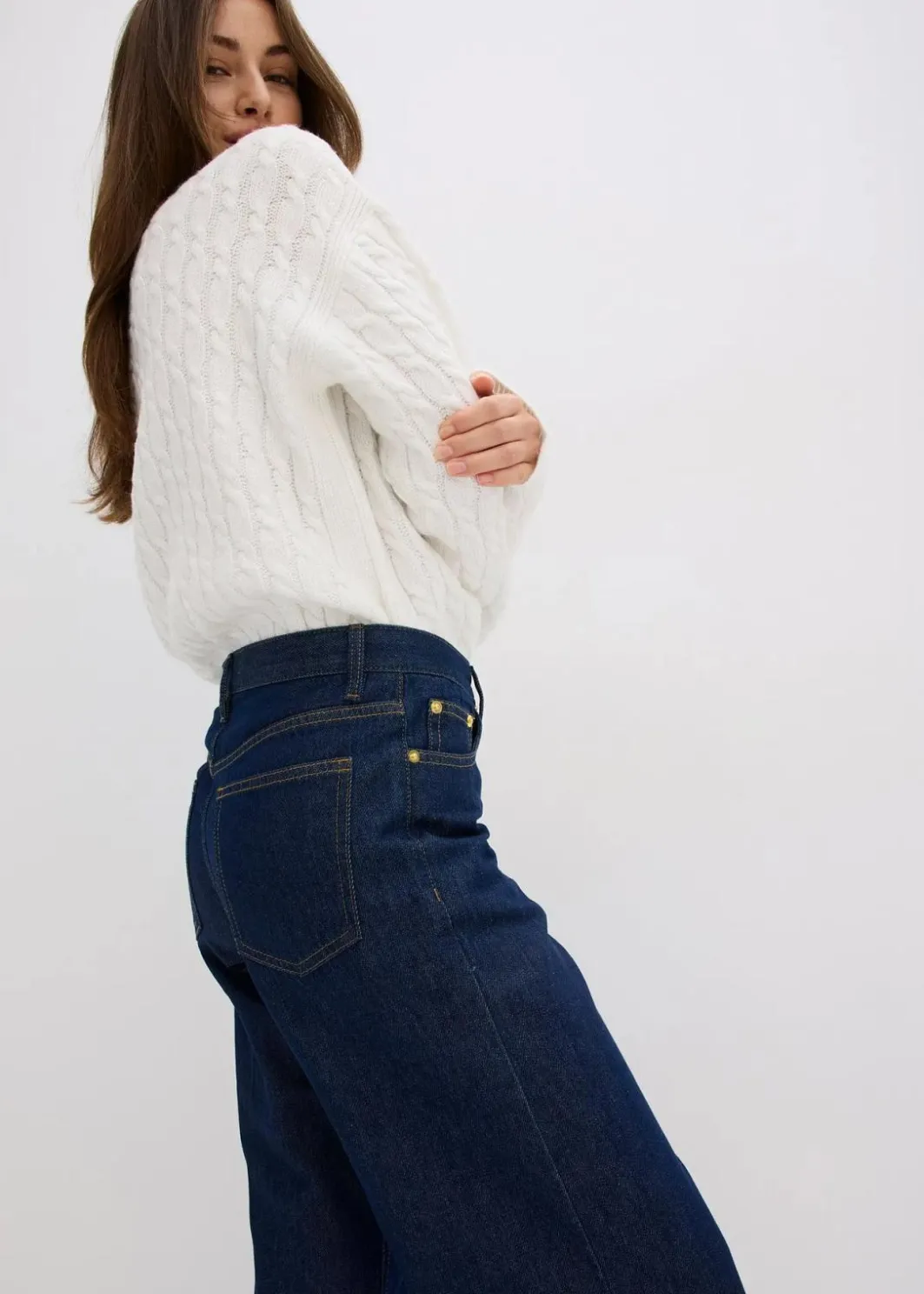 Damen bonprix Bekleidung·Shirts & Tops|Jeans|Wide-Leg-Jeans Mid Waist