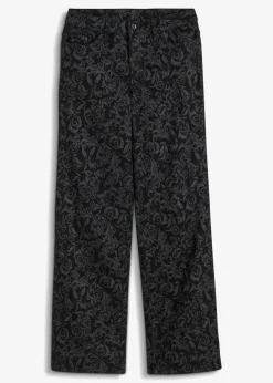 Online Wide-Leg-Jeans, Mid Waist mit Glanzmuster Damen Bekleidung·Shirts & Tops|Jeans
