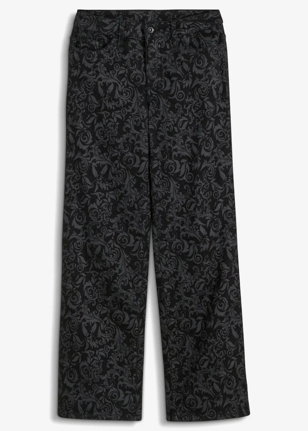 Online Wide-Leg-Jeans, Mid Waist mit Glanzmuster Damen Bekleidung·Shirts & Tops|Jeans