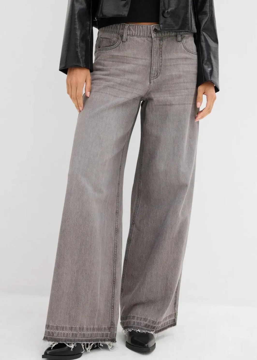 Online Wide-Leg-Jeans Mid Waist, Bequembund Damen Jeans|Kurzgrößen