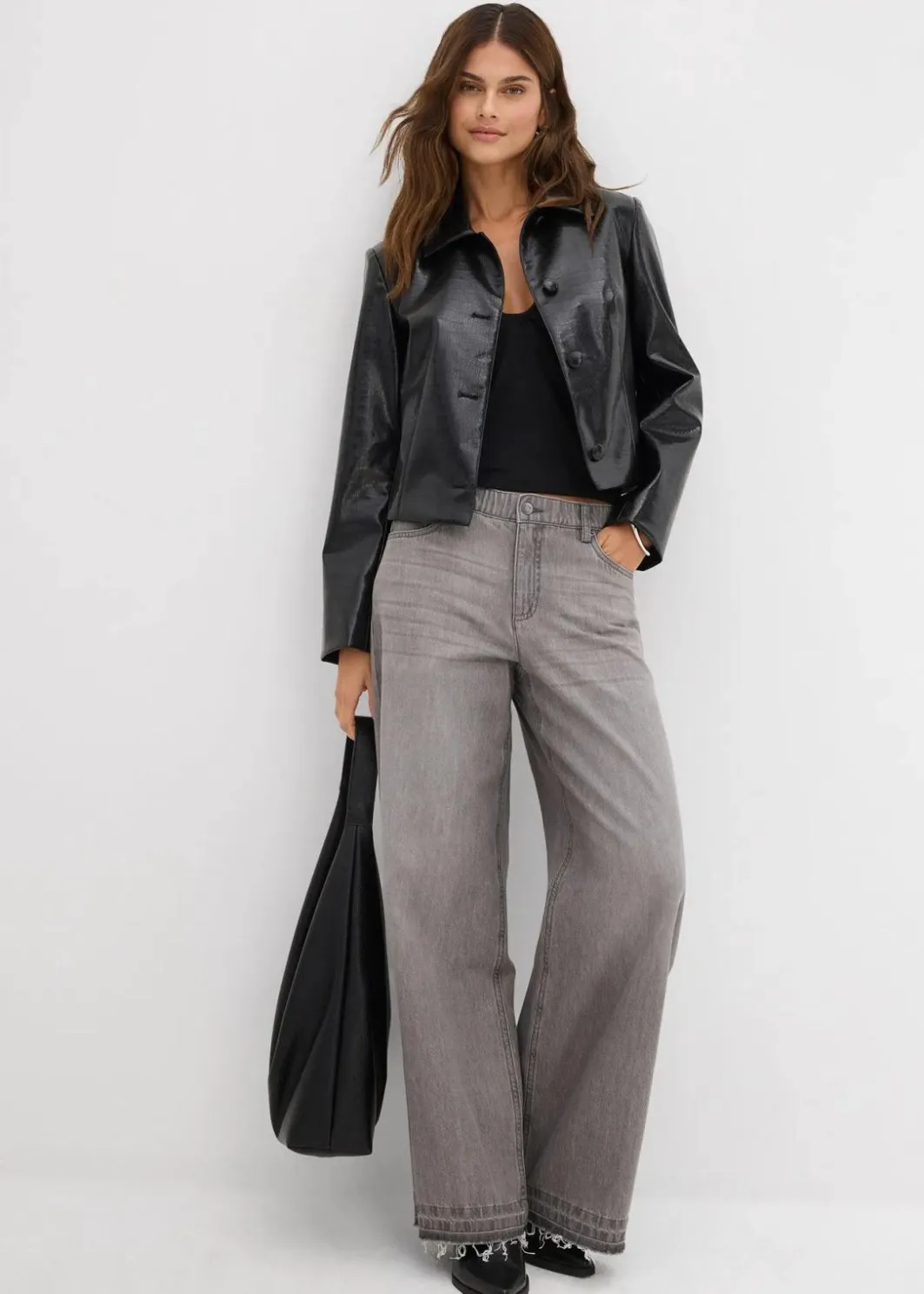 Online Wide-Leg-Jeans Mid Waist, Bequembund Damen Jeans|Kurzgrößen