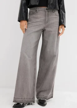 Damen bonprix Kurzgrößen|Bekleidung·Shirts & Tops|Wide-Leg-Jeans Mid Waist, Bequembund