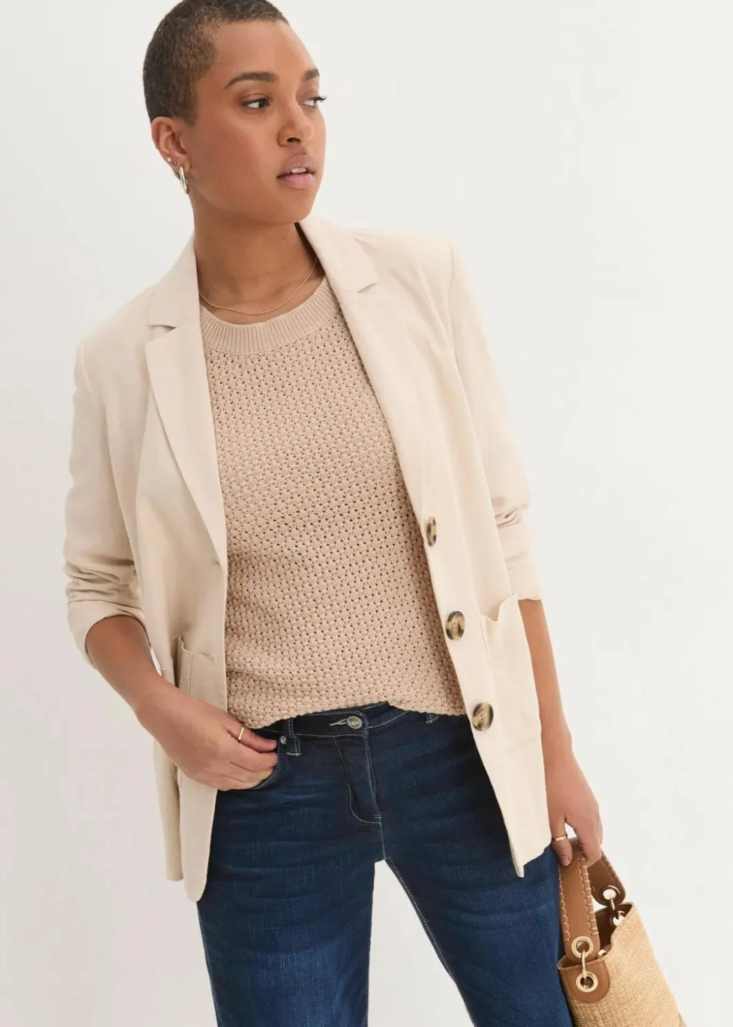 Damen bonprix Bekleidung·Shirts & Tops|Jeans|Wide-Leg-Jeans Mid Waist, Bequembund