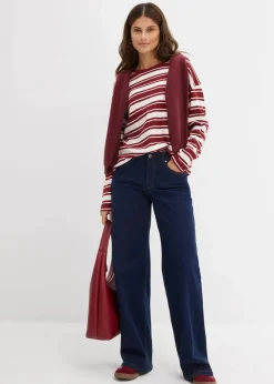 Damen bonprix Jeans|Nachhaltigere Materialien|Wide-Leg-Jeans Mid Waist Bio- Baumwolle