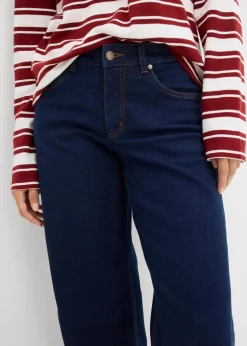 Damen bonprix Jeans|Nachhaltigere Materialien|Wide-Leg-Jeans Mid Waist Bio- Baumwolle